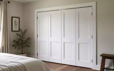 Bifold Closet Doors Rebuilt With Shaker Style Faces Instead of Flat Slabs