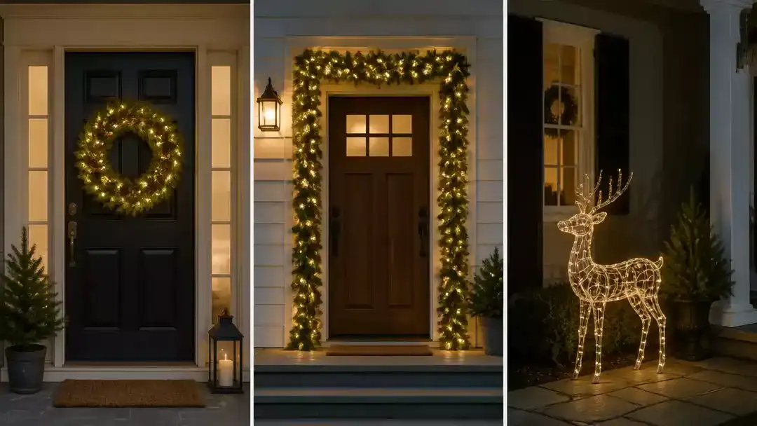 10 Christmas Door Decor Ideas with Lights